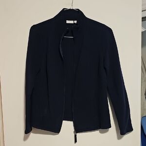 Kim Roger's Women's Navy Quilted Jacket Zip Front Pockets Sz M Cotyon Polyester